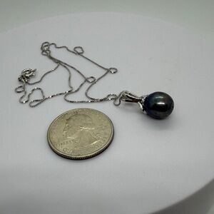 10mm black cultured pearl pendant necklace